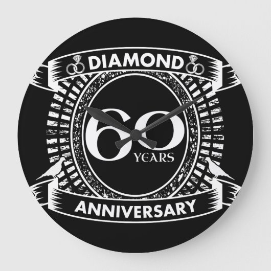60th wedding anniversary diamond crest große wanduhr (Vorderseite)
