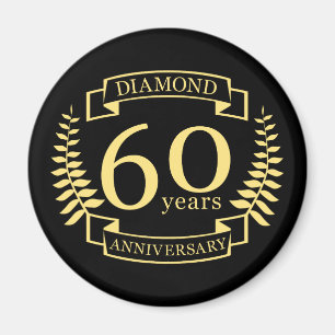 60th Wedding ANNIVERSARY Diamond yellow Magnet
