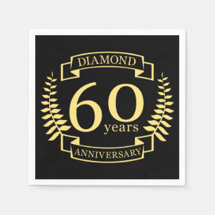 60th Wedding ANNIVERSARY Diamond yellow Serviette