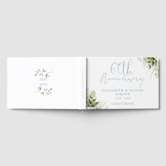 60th Wedding Anniversary Floral Greenery Gästebuch (Voll)