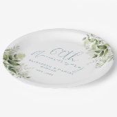 60th Wedding Anniversary Greenery Floral Pappteller (Schrägansicht)