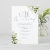 60th Wedding Anniversary Greenery Floral Photo Einladung (Stehend Vorderseite)