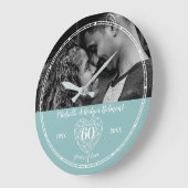 60th Wedding Anniversary heart diamond Große Wanduhr (Winkel)