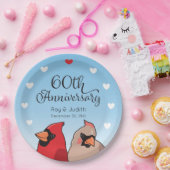 60th Wedding Anniversary, Kardinal Pair Pappteller (Party)