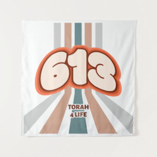 613 Tora fürs Leben - Jüdische funkige Retro-Kunst Wandteppich