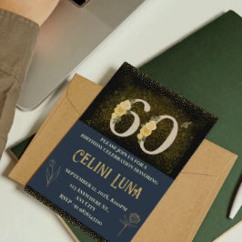 61.-69. Geburtstagsfeier mit Gold & Black Einladung