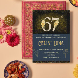 61.-69. Geburtstagsfeier mit Gold & Black Einladung