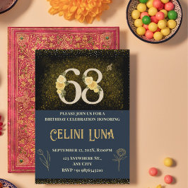 61.-69. Geburtstagsfeier mit Gold & Black Einladung