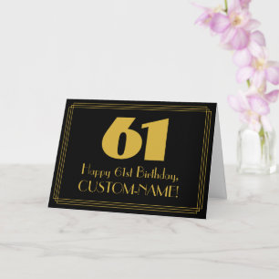 61. Geburtstag: Art Deco inspirierter Look "61" &  Karte