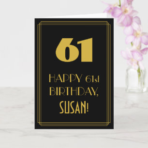 61. Geburtstag – Art Deco inspiriertes Aussehen "6 Karte
