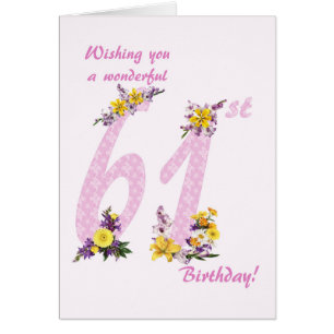 61. Geburtstag Blume dekorierte Zahlen