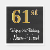 61. Geburtstag ~ Elegante Luxuriöse Imitate Gold L Serviette (Vorderseite)