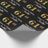 61. Geburtstag: Elegante Luxuriöse Imitate Gold Lo Geschenkpapier (Ecke)