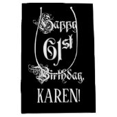 61. Geburtstag: Extravagant, Elegantes Script + In Mittlere Geschenktüte (Vorderseite)