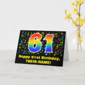61. Geburtstag: Farbige Musiksymbole & Regenbogen Karte (Gelbe Blume)