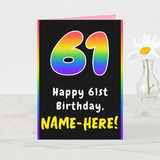 61. Geburtstag: Farbiger Regenbogen # 61, Individu Karte (Kleine Pflanze)