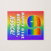 61. Geburtstag: Farbiges, lustiges Regenbogenmuste Puzzle (Horizontal)