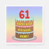 61. Geburtstag: Fun Cake and Candles + Individuell Serviette (Vorderseite)