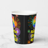 61. Geburtstag: Fun Fireworks Pattern + Regenbogen Pappbecher (Rechts)