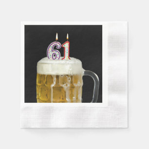 61. Geburtstag Kerzen in Bier Serviette