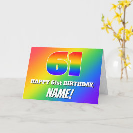 61. Geburtstag: mehrfarbiges Regenbogenmuster # 61 Karte