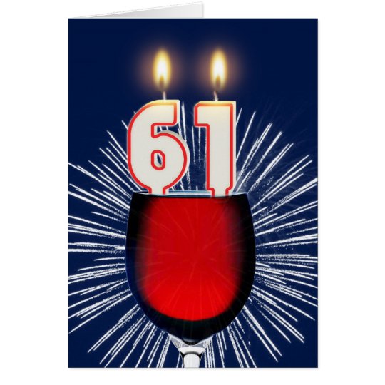 61. Geburtstag mit Wein und Kerzen Karte