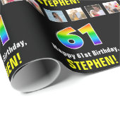 61. Geburtstag: Regenbogen "61"; kundenspezifische Geschenkpapier (Rolleneckpunkt)