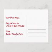 61. Geburtstag: Rosa Streifen & Herz, Regenbogen 6 Postkarte (Rückseite)