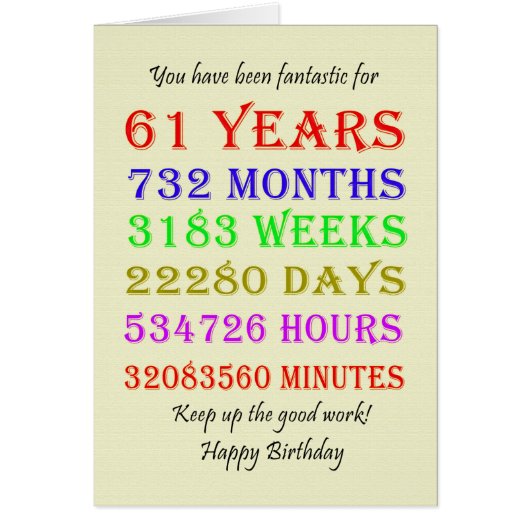 61. Geburtstags-Meilensteine (Vorne)