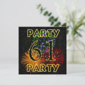 61. Geburtstagsfeier Einladung mit Feuerwerk (Stehend Vorderseite)