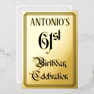 61. Geburtstagsfeier — Elegante Schrift + Benutzer Folieneinladung