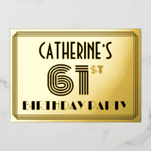 61. Geburtstagsparty — Art Deco Stil "61" & Name Folieneinladung
