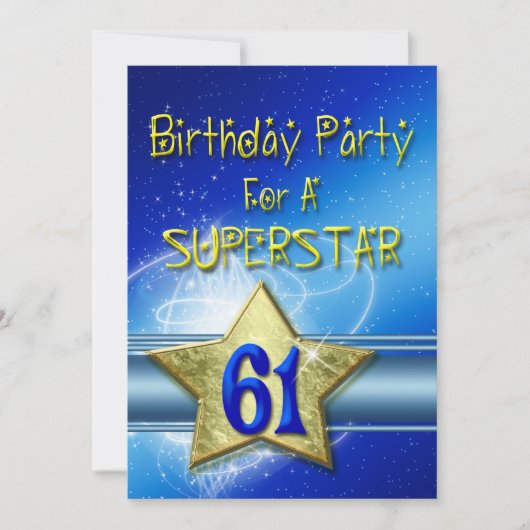 61. Geburtstagsparty Einladung für einen Superstar (Vorderseite)