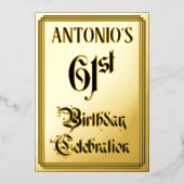 61. Geburtstagsparty — Elegantes Script + Individu Folieneinladung (Vorderseite)