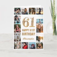 61. Happy Birthday Gold und White Foto Collage