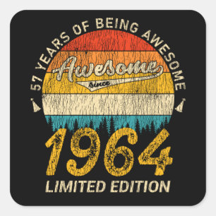 61 Jahre alt 1964 Retro Phantastisch 61. Geburtsta Quadratischer Aufkleber