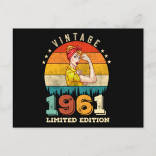 61-jährige Frauen Bday 1961 Vintage 61. Geburtstag Postkarte