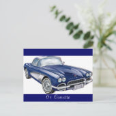 61CorvetteGlitzie, 61 Corvette Postkarte (Stehend Vorderseite)