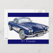 61CorvetteGlitzie, 61 Corvette Postkarte (Vorne/Hinten)