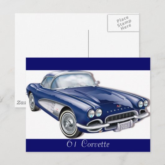 61CorvetteGlitzie, 61 Corvette Postkarte (Vorne/Hinten)