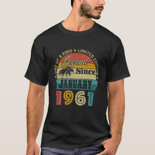 61St Birthday 61 Years Old Retro Legend Since Janu T-Shirt