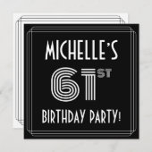 61st Birthday Party: Art Deco Style w/ Custom Name Einladung (Vorne/Hinten)