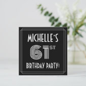 61st Birthday Party: Art Deco Style w/ Custom Name Einladung (Stehend Vorderseite)