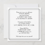 61st Birthday Party: Art Deco Style w/ Custom Name Einladung (Rückseite)