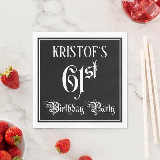 61st Birthday Party — Fancy Script + Custom Name Serviette (Beispiel)