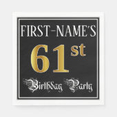 61st Birthday Party — Fancy Script, Faux Gold Look Serviette (Vorderseite)