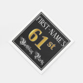 61st Birthday Party — Fancy Script, Faux Gold Look Serviette (Ecke)