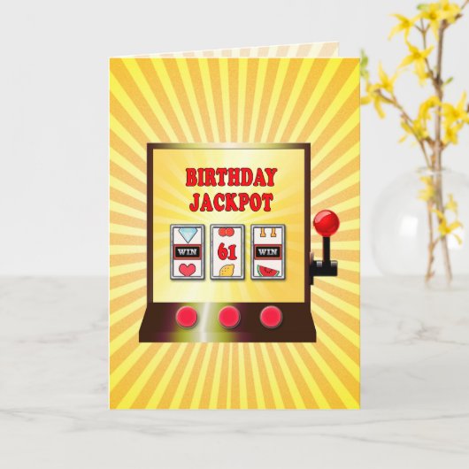 61st birthday slot machine card karte (Gelbe Blume)
