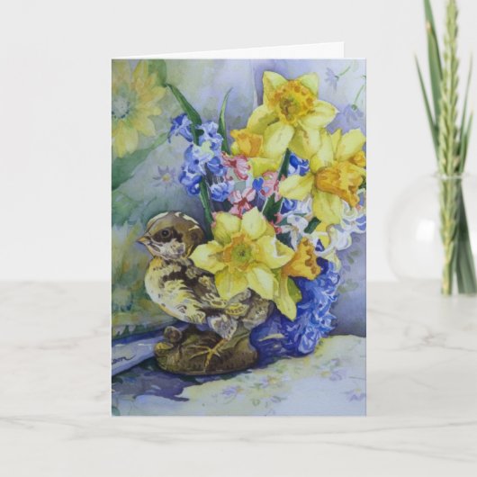 6296 Affodils in Bird Planter Birthday Card Karte (Vorderseite)