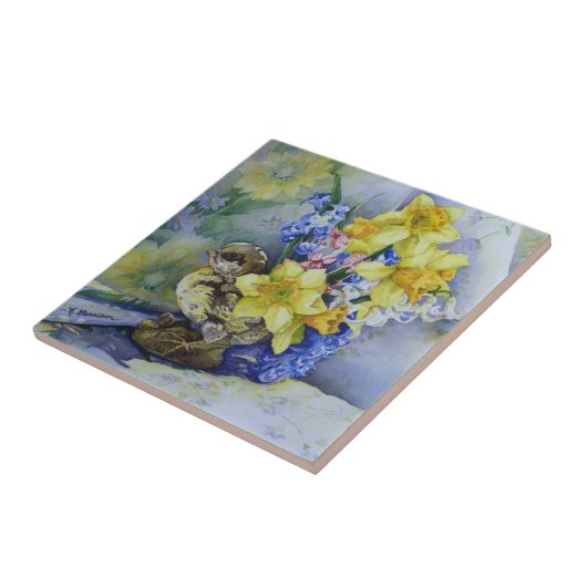 6296 Narzissen im Vogel-Pflanzer Fliese (Seite)